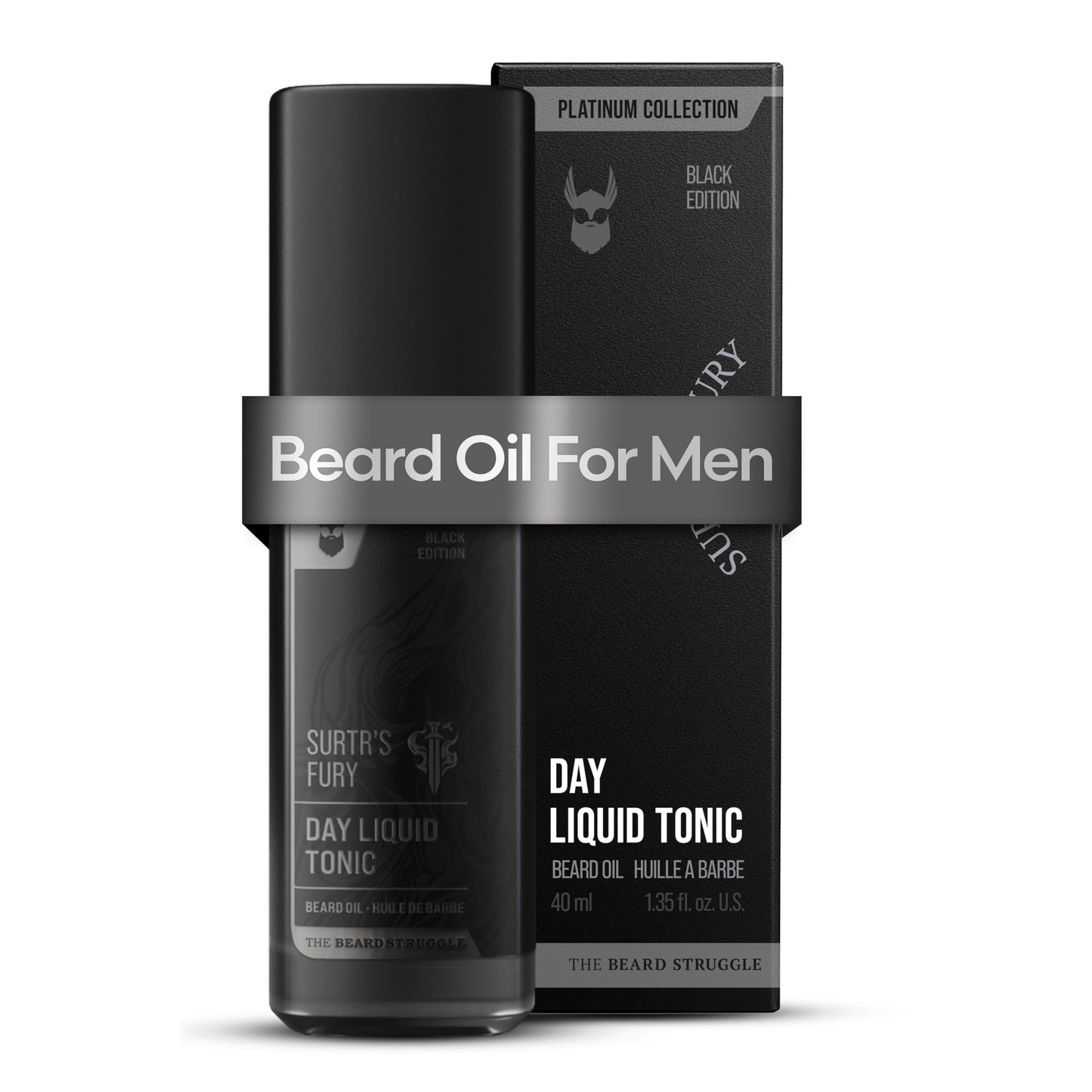 The Beard Struggle - Day Liquid Tonic Beard Oil - Platinum Collection, Surtr's Fury - Beard Oil for Men - Moisturize, Softens Hair, Reduces Itch - Day Beauty and Personal Care The Beard Struggle