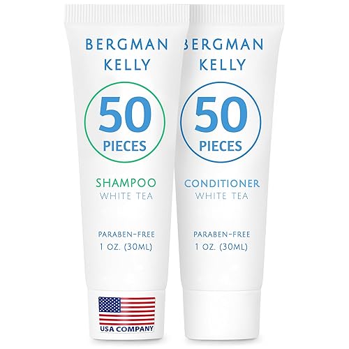 Bergman Kelly - Travel Shampoo and Conditioner Set - 1 fl oz, 100 Pieces, White Tea - Delight Your Guests with Revitalizing and Refreshing Hotel Beauty & Personal Care BERGMAN KELLY