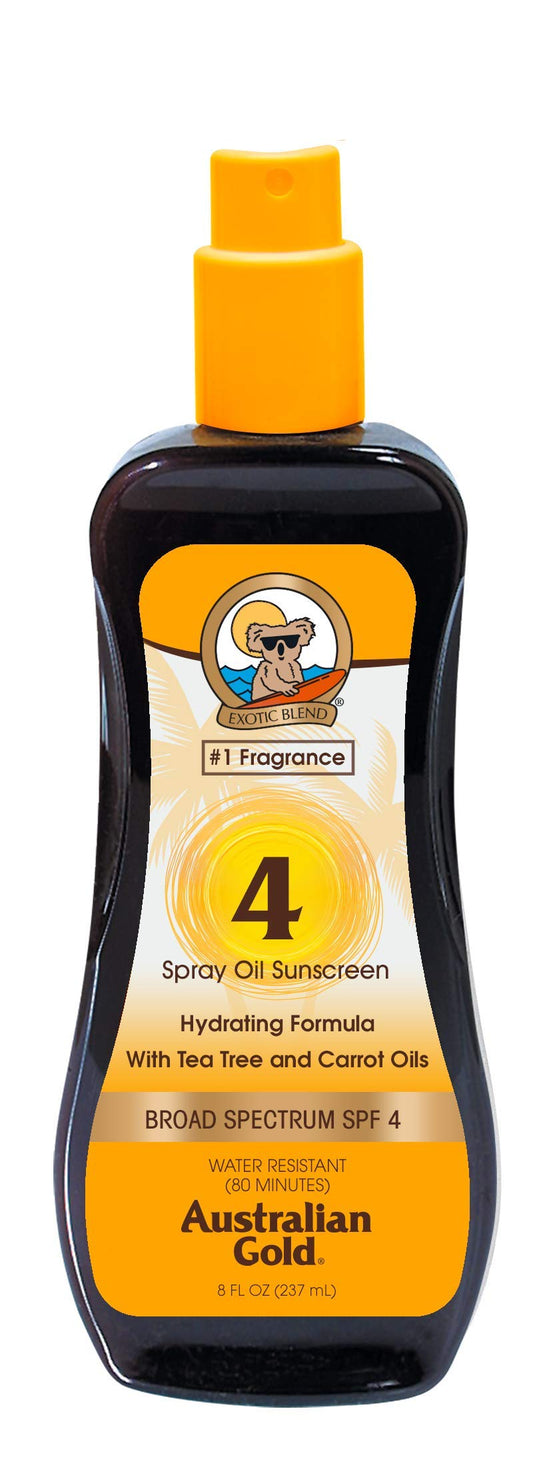 Australian Gold Spray Oil Sunscreen SPF 4 , 8 Ounce | Carrot Oil Formula | Broad Spectrum | Water Resistant Beauty & Personal Care Australian Gold