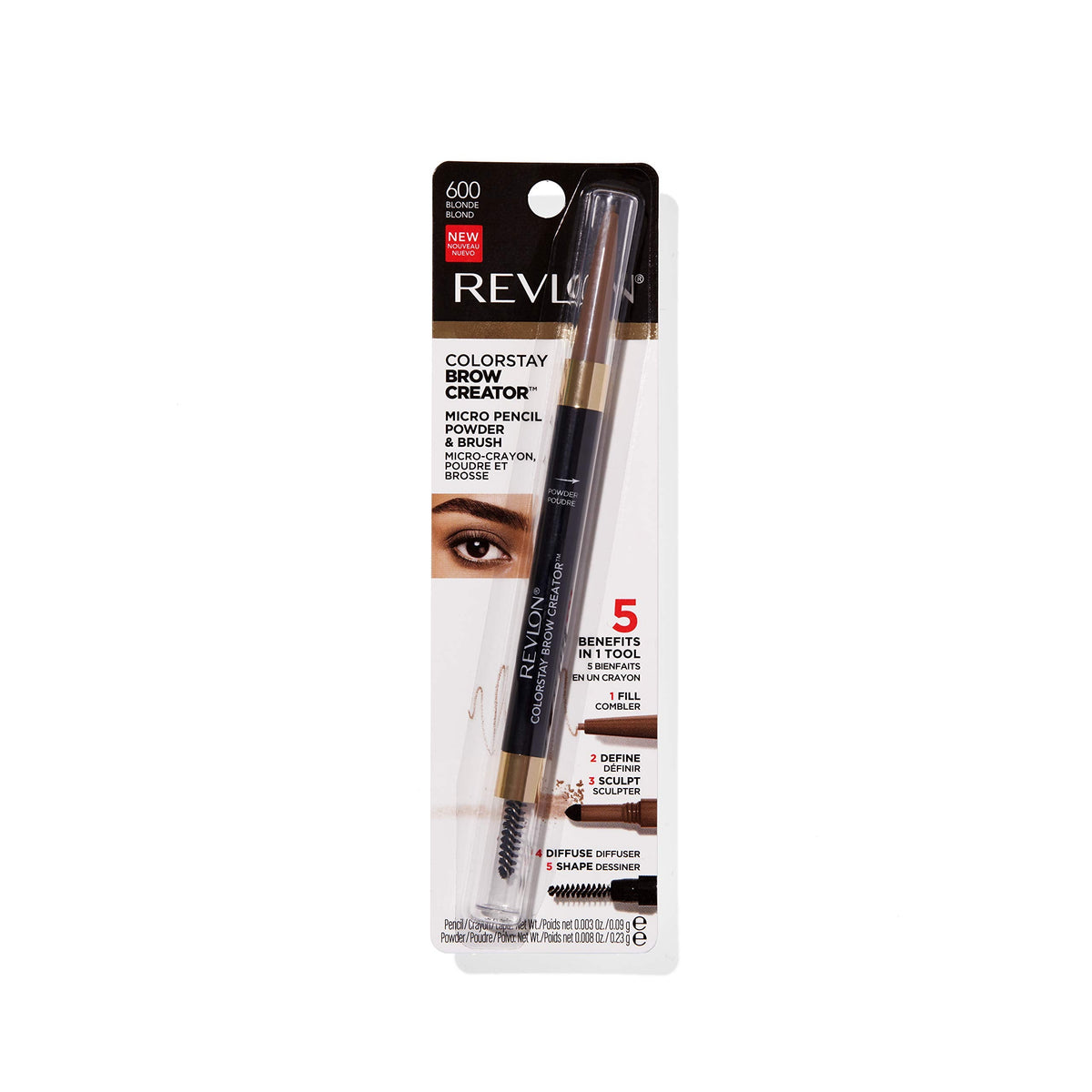 Revlon ColorStay Brow Creator, 2-in-1 Precise Eyebrow Pencil & Powder with Spoolie Brush, Waterproof & Long Lasting, 600 Blonde, 0.003 oz Beauty & Personal Care REVLON