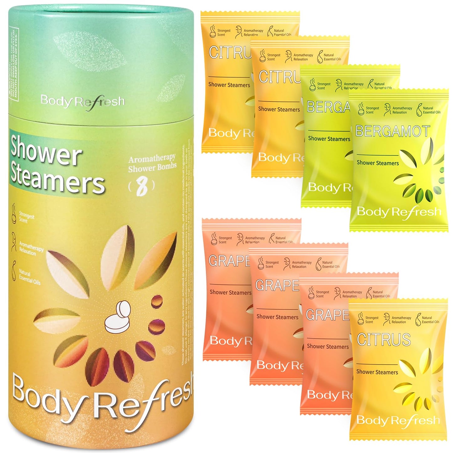 BodyRefresh Shower Steamers Aromatherapy 8 Pack - Shower Bombs for Stress Relief, Home Spa Self Care Relaxation, Spa Gifts for Women Mom Wife Sister Beauty and Personal Care BodyRefresh