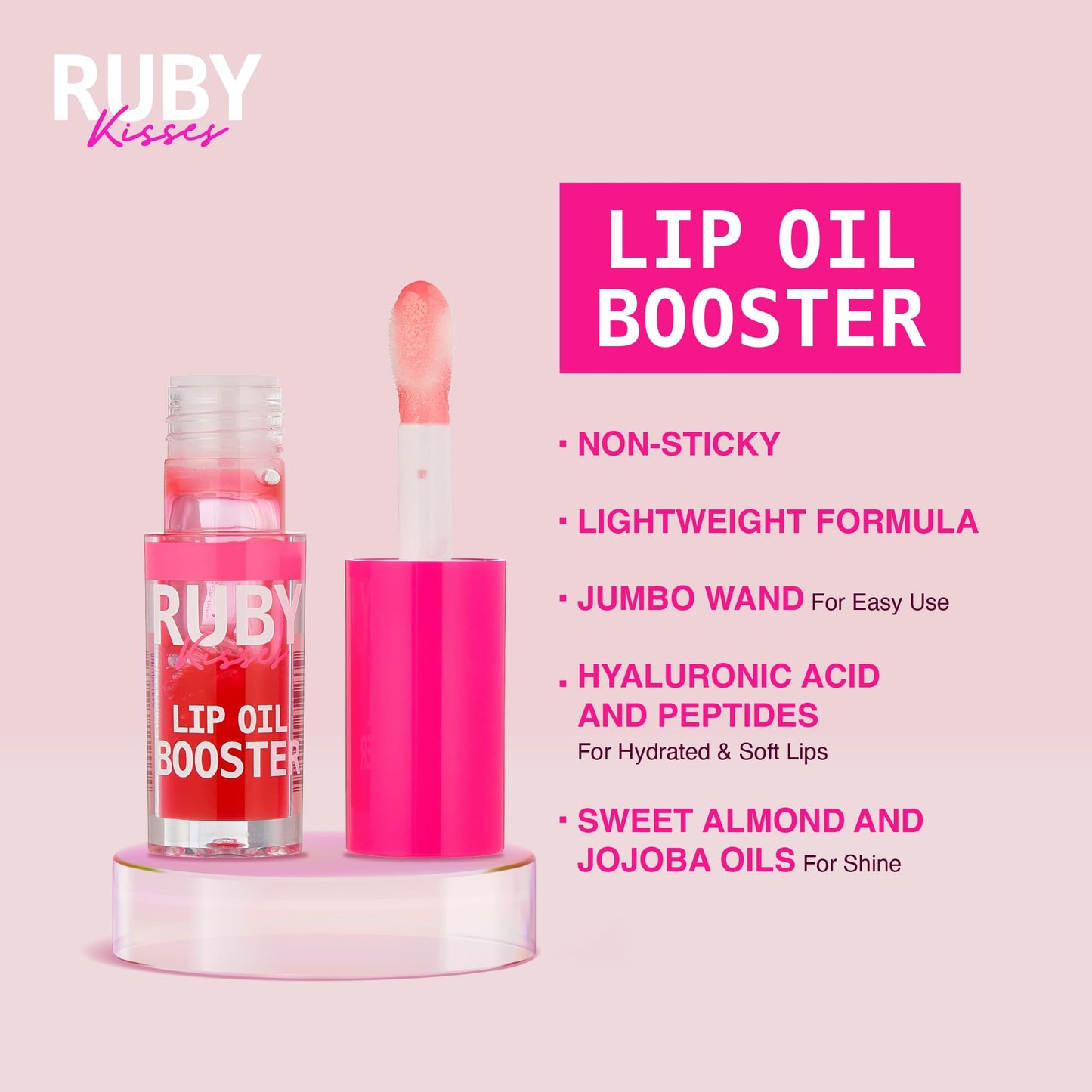 Ruby Kisses Lip Oil Booster, Hydrating Lip Gloss with Nourishing Natural Oil Blend, Jumbo Wand for Easy Application, Non-Sticky Formula Beauty & Personal Care Ruby Kisses