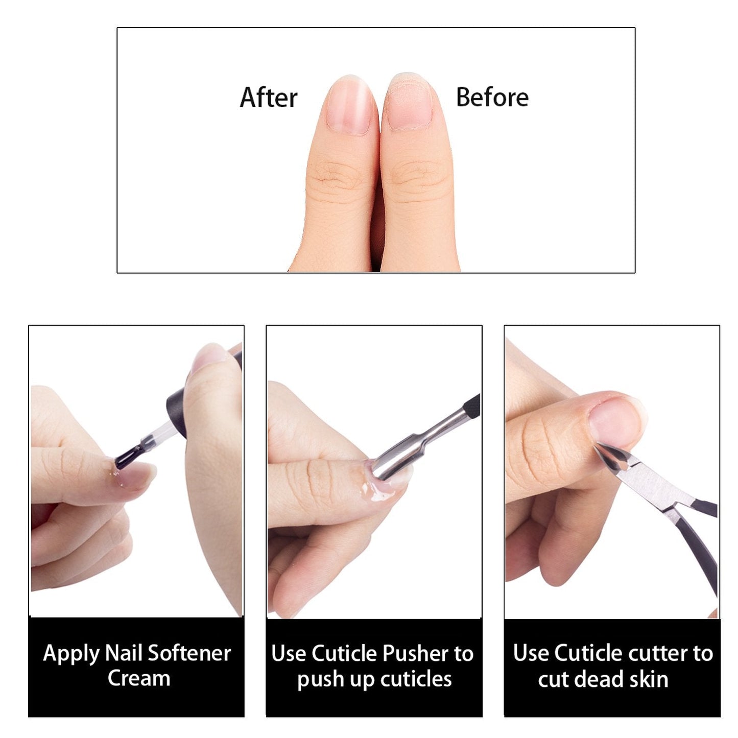 Ejiubas Cuticle Trimmer with Cuticle Pusher Cuticle Nipper Professional Grade Stainless Steel Cuticle Remover Cutter Clipper Durable Pedicure Manicure Beauty & Personal Care Ejiubas