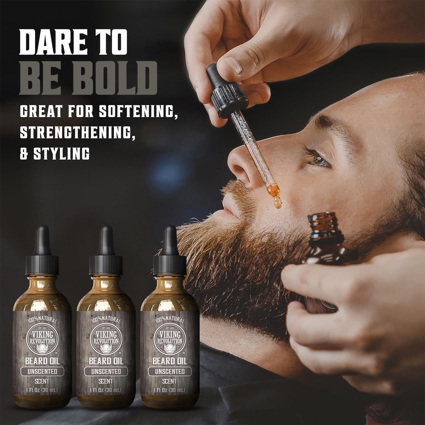 Viking Revolution Beard Oil for Men - Unscented - Natural Mens Beard Oil with Argan Oil and Jojoba Oil - Beard Softener, Strengthens and Moisturizes Beauty & Personal Care Viking Revolution