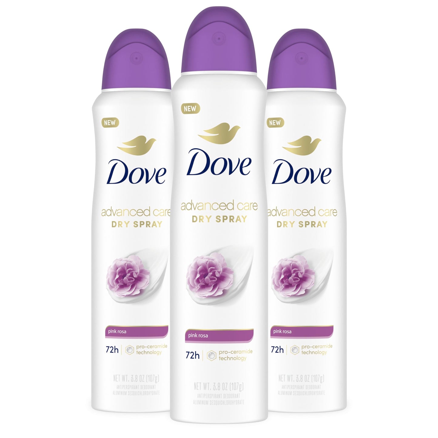 Dove Advanced Care Antiperspirant & Deodorant Spray Pink Rosa, 3 count, 72 hr Protection, 3.8 oz Beauty and Personal Care Dove