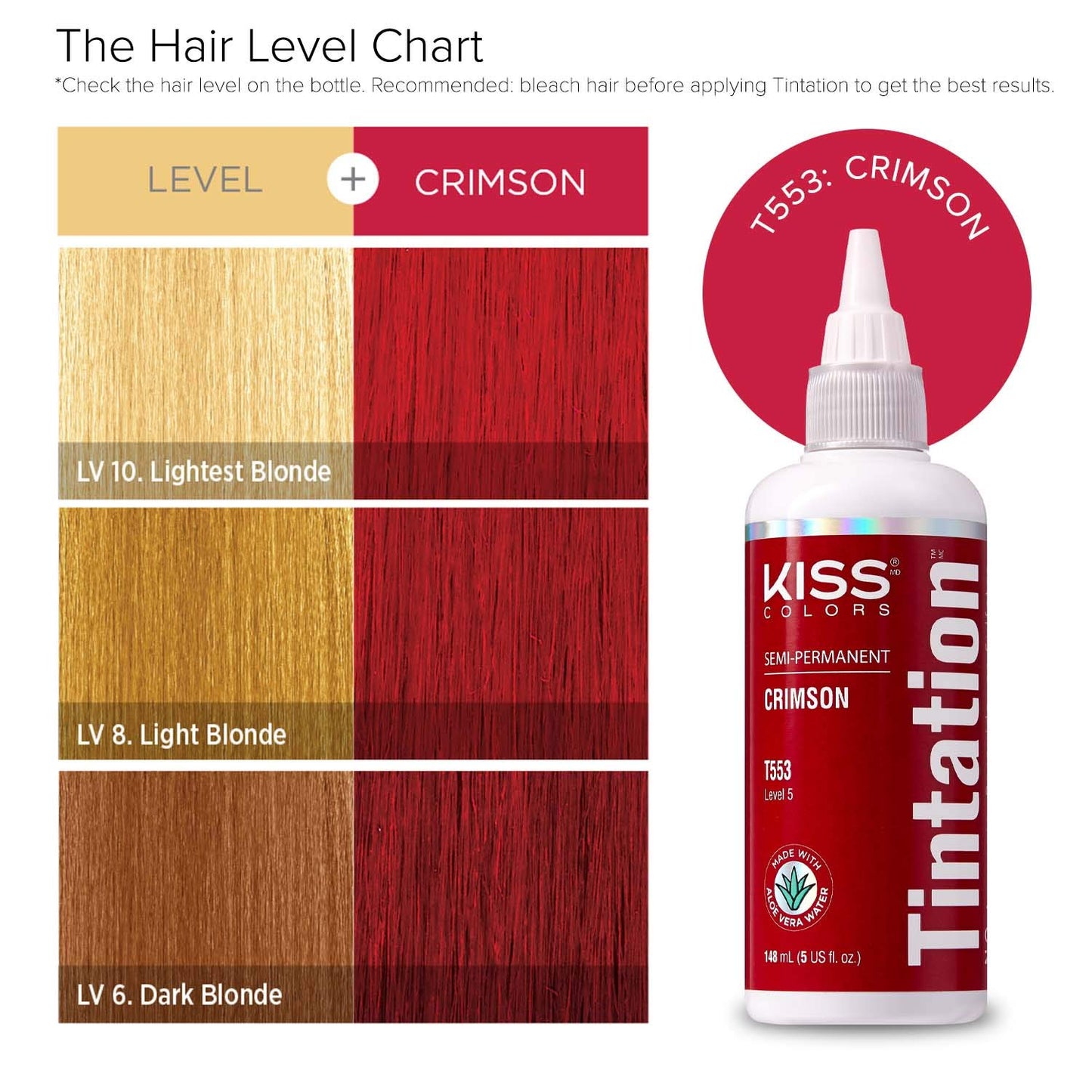 Red by Kiss Tintation Semi-Permanent Hair Color, Aloe Vera Water Based, Argan Oil, Olive Oil, Collagen & Keratin, Long-Lasting Color Dye (Crimson, 5 Beauty & Personal Care Red By Kiss