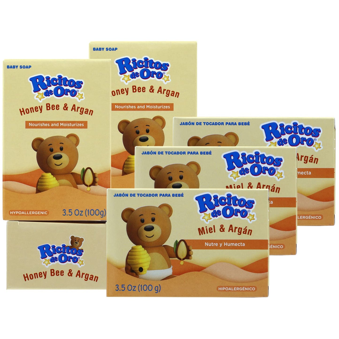 Ricitos de Oro Honey Bee Bar Soap, Hypoallergenic Bar Soap, Assists in Moisturizing Baby's Skin, Delicate Skin, 6-Pack of 3.5 Oz, 6 Bar Soaps. Beauty & Personal Care Ricitos de Oro