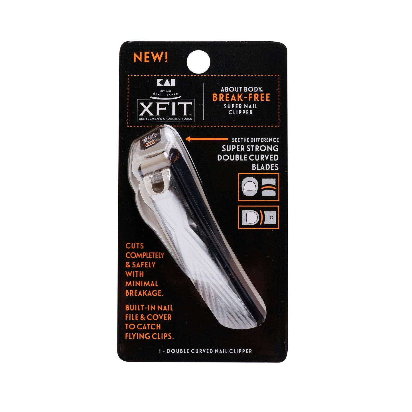 Kai About Body Xfit Break-Free Super Nail Clippers; 1 Double-Curved Nail Clipper; Nail Clippers for Men, Toenail & Fingernail Clippers with Super Beauty and Personal Care About Face