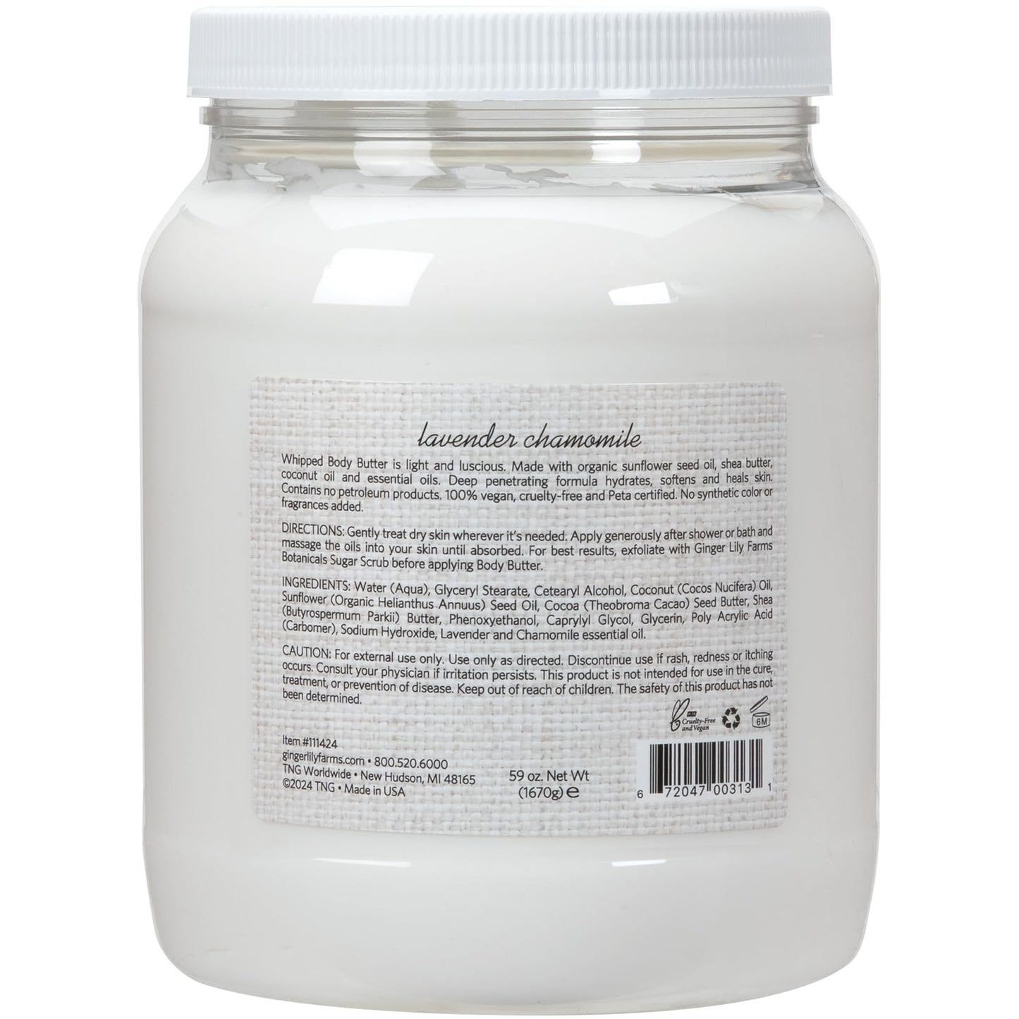 Ginger Lily Farms Botanicals Whipped Body Butter for Dry Skin, Ultra-Hydrating, 100% Vegan & Cruelty-Free, Lavender Chamomile, 59 Ounces Beauty & Personal Care Ginger Lily Farms