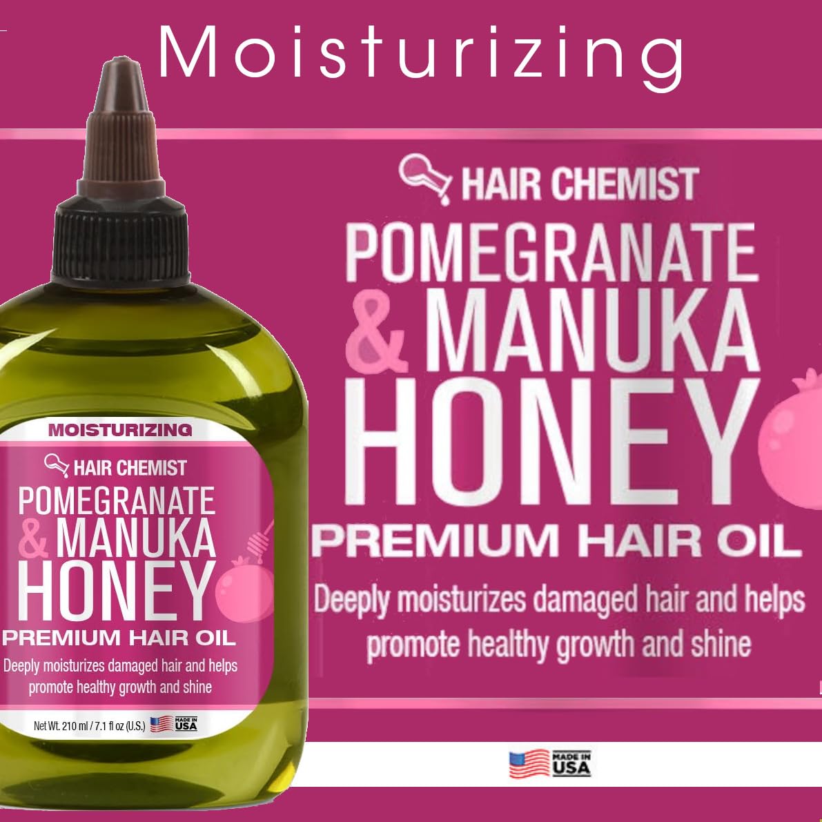 Hair Chemist Pomegranate & Manuka Honey Moisturizing Premium Hair Oil 7.1 oz. - Moisturizing Pomegranate and Honey Infused Hair Oil Beauty & Personal Care Hair Chemist