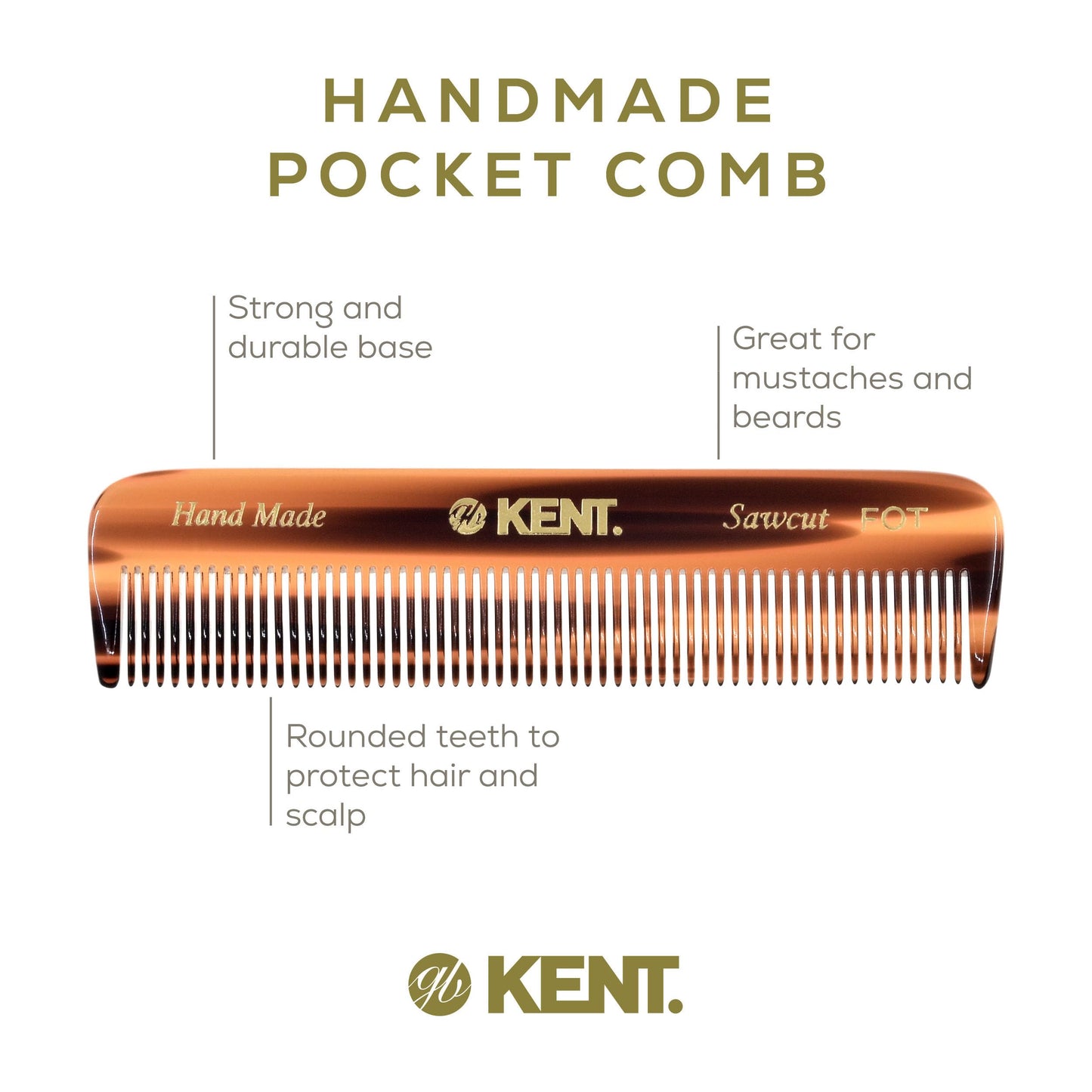 Kent Set Men's Hair Pocket Combs, Tortoise 81T X-Small, FOT All Fine Tooth, R7t Double Toothed Fine and Coarse. Best Hair, Beard and Mustache Grooming Beauty and Personal Care KENT