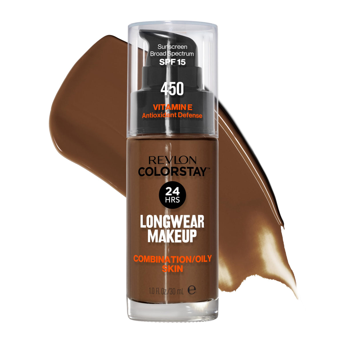 Revlon Liquid Foundation, ColorStay Face Makeup for Combination & Oily Skin, SPF 15, Medium-Full Coverage with Matte Finish, 450 Mocha, 1 fl oz Beauty & Personal Care REVLON