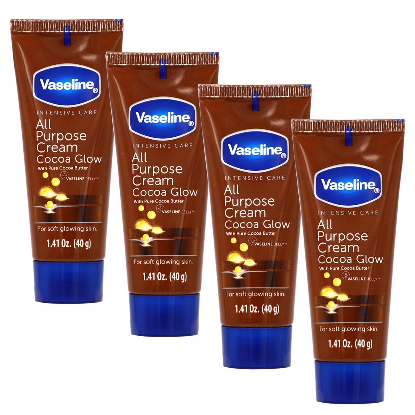 Vaseline All Purpose Cream Cocoa Glow, with Pure Cocoa Butter, 4-Pack, 1.41 FL Oz Each, 4 Tubes Beauty and Personal Care Vaseline