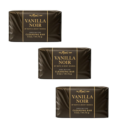 Bath & Body Works Vanilla Noir Shea Butter Cleansing Bar - 3 Pack - Vanilla Bean, Amber & Sandalwood Scent - 5 oz Each Beauty & Personal Care Bath & Body Works