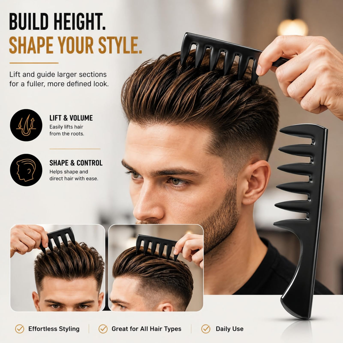 Hair Texture Comb,Wide Tooth Styling Combs for Men Women 5PCS