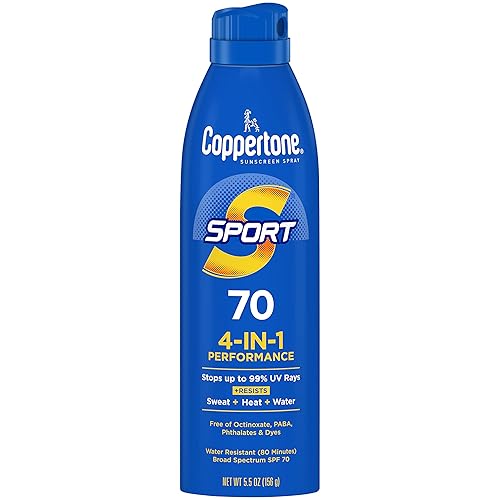 Coppertone SPORT Continuous Sunscreen Spray Broad Spectrum SPF 70 (5.5 Ounce) (Packaging may vary) Beauty & Personal Care Coppertone