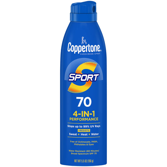 Coppertone SPORT Continuous Sunscreen Spray Broad Spectrum SPF 70 (5.5 Ounce) (Packaging may vary) Beauty & Personal Care Coppertone
