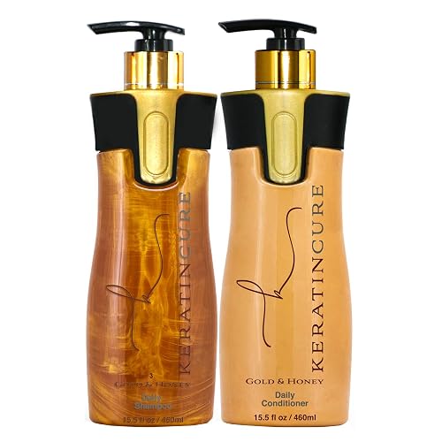 Keratin Cure Gold and Honey daily use Shampoo Conditioner Set Botanical Extracts, Protein SULFATE FREE protect Color Enhance Hair Growth for keratin Beauty & Personal Care Keratin Cure