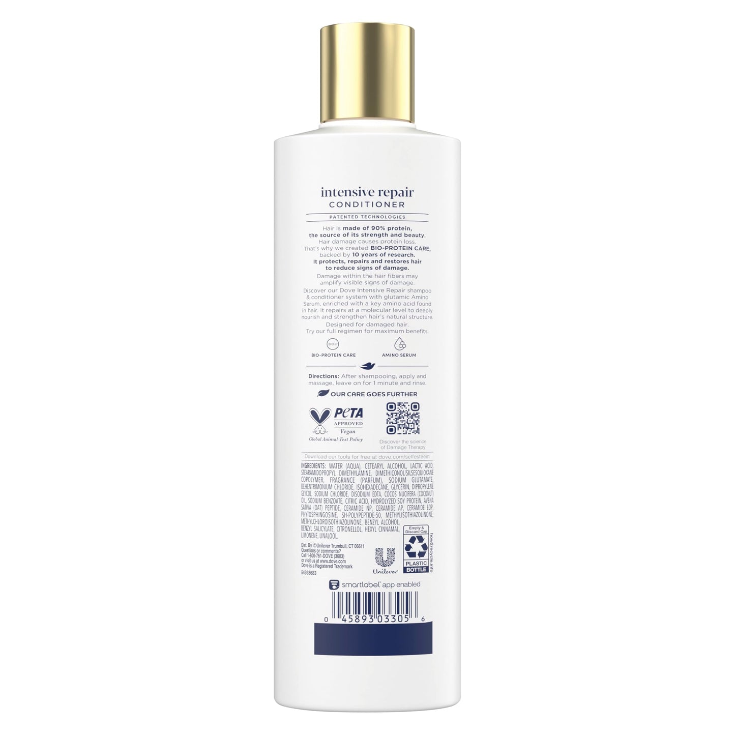 Dove Conditioner Intensive Repair 4 count for Damaged Hair Bio-Protein Care Technology and Amino Serum 12 oz Beauty and Personal Care Dove