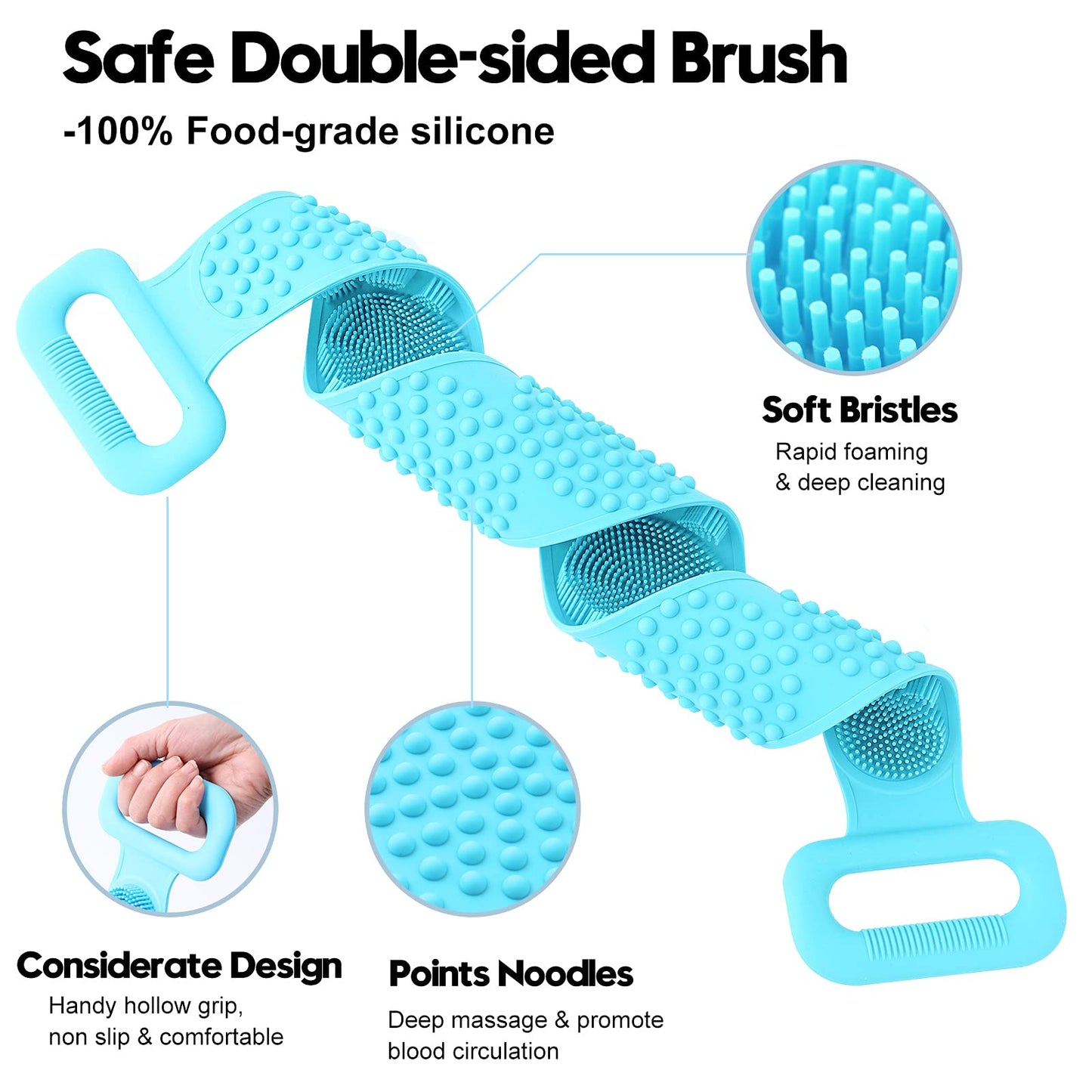 HOPESO Shower Silicone Back Scrubber, Silicone Bath Body Brush, Easy To Clean-Exfoliate, Improve Your Blood Circulation,Silicone Back Scrubber Beauty and Personal Care HOPESO