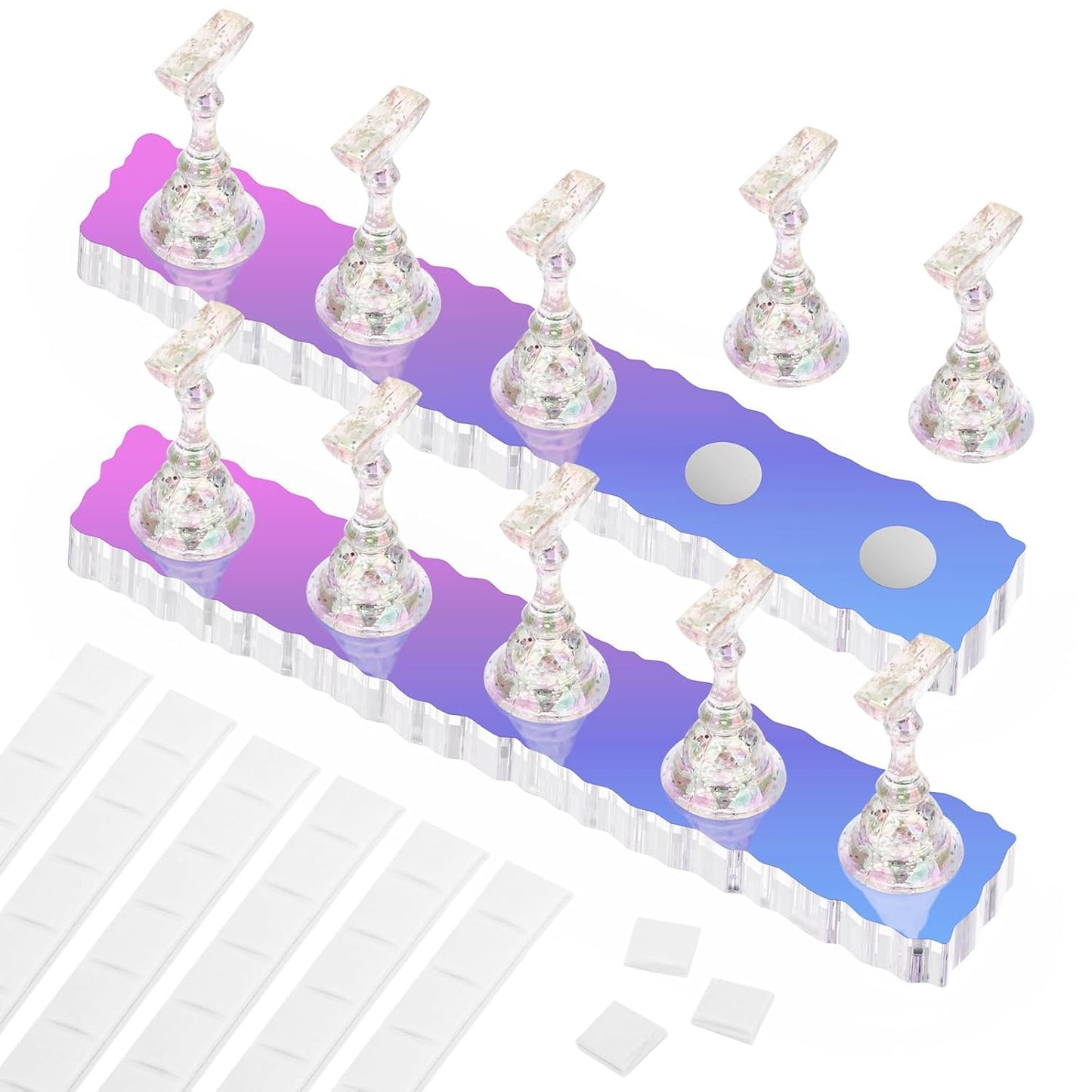 Difenni Nail Stand Acrylic Nail Art Display Stand Magnetic Nail Tips Practice Holder 54 Pcs Reusable Adhesive Putty for DIY Painting Nails Stand kit Beauty and Personal Care Difenni Default Title