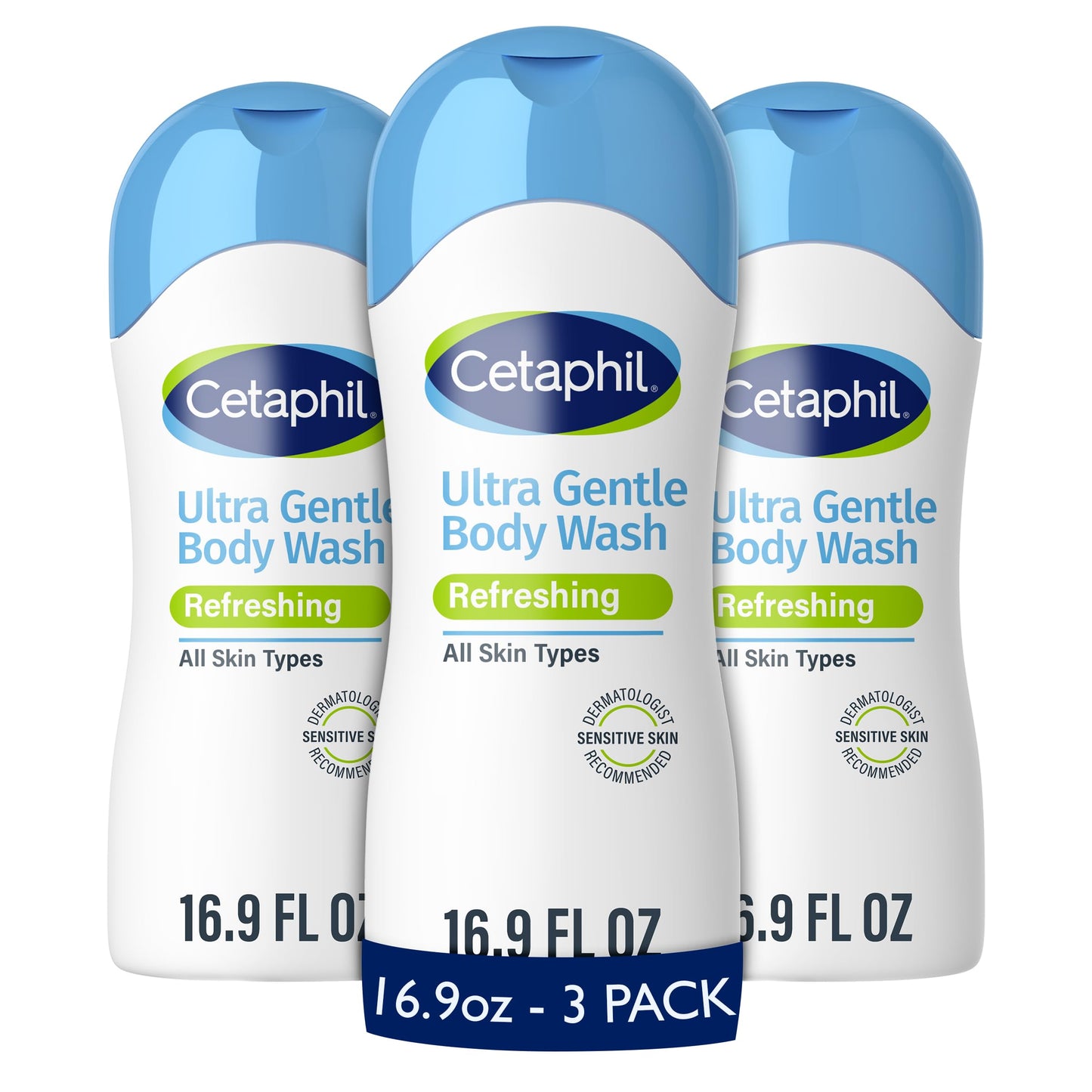 Cetaphil Ultra Gentle Refreshing Body Wash, Refreshing Scent For Dry to Normal, Sensitive Skin, 16.9oz Pack of 3, with Aloe Vera, Calendula, Vitamin Beauty & Personal Care Cetaphil
