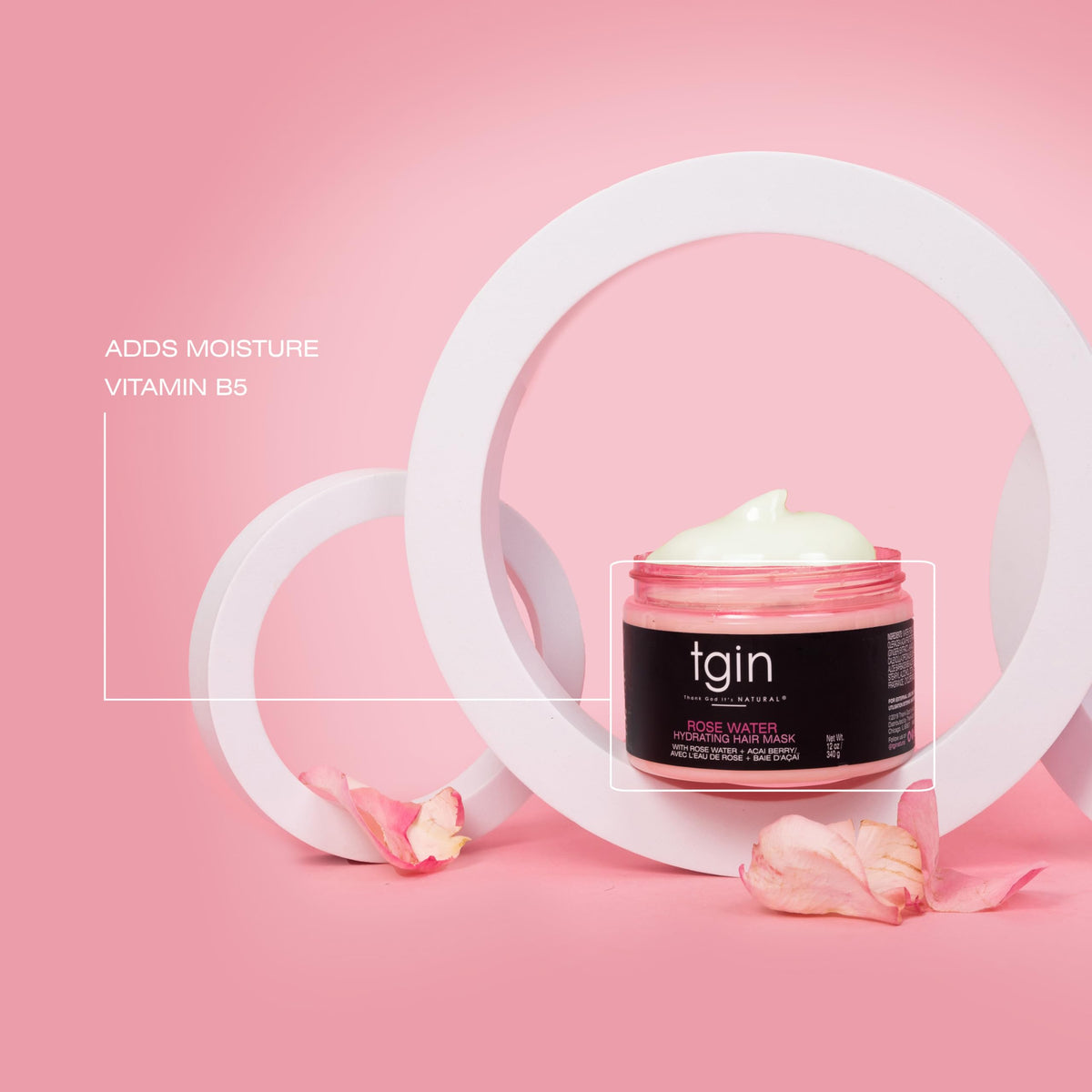 tgin Rose Water Hydrating Hair Mask - Curl Definition & Reduces Frizz