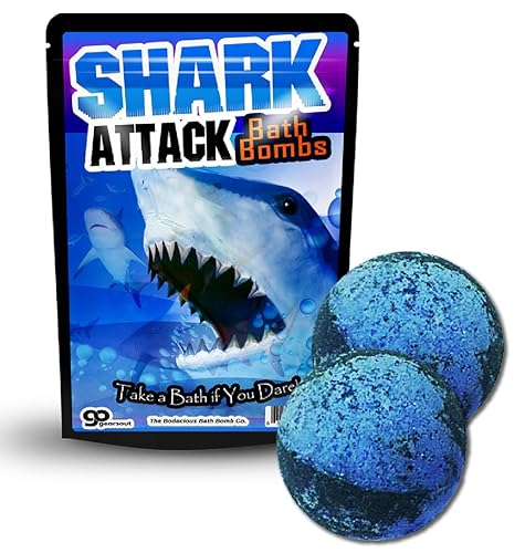 Shark Attack Bath Bombs - Cool Bath Bombs for Kids - Fun Bath Fizzers for Boys - XL Black and Blue Bath Bombs Beauty & Personal Care The Bodacious Bath Co.
