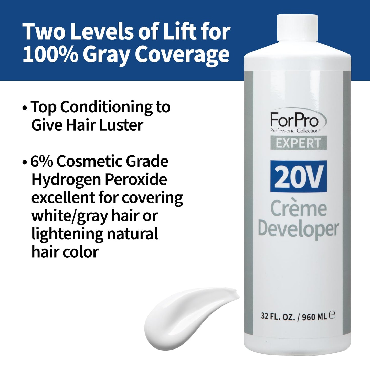 ForPro Expert 20 Volume Crème Developer, 32 Fl Oz - for Hair Lightening, Gray Coverage & Color Deposit with Standard Lift Beauty & Personal Care ForPro Professional Collection