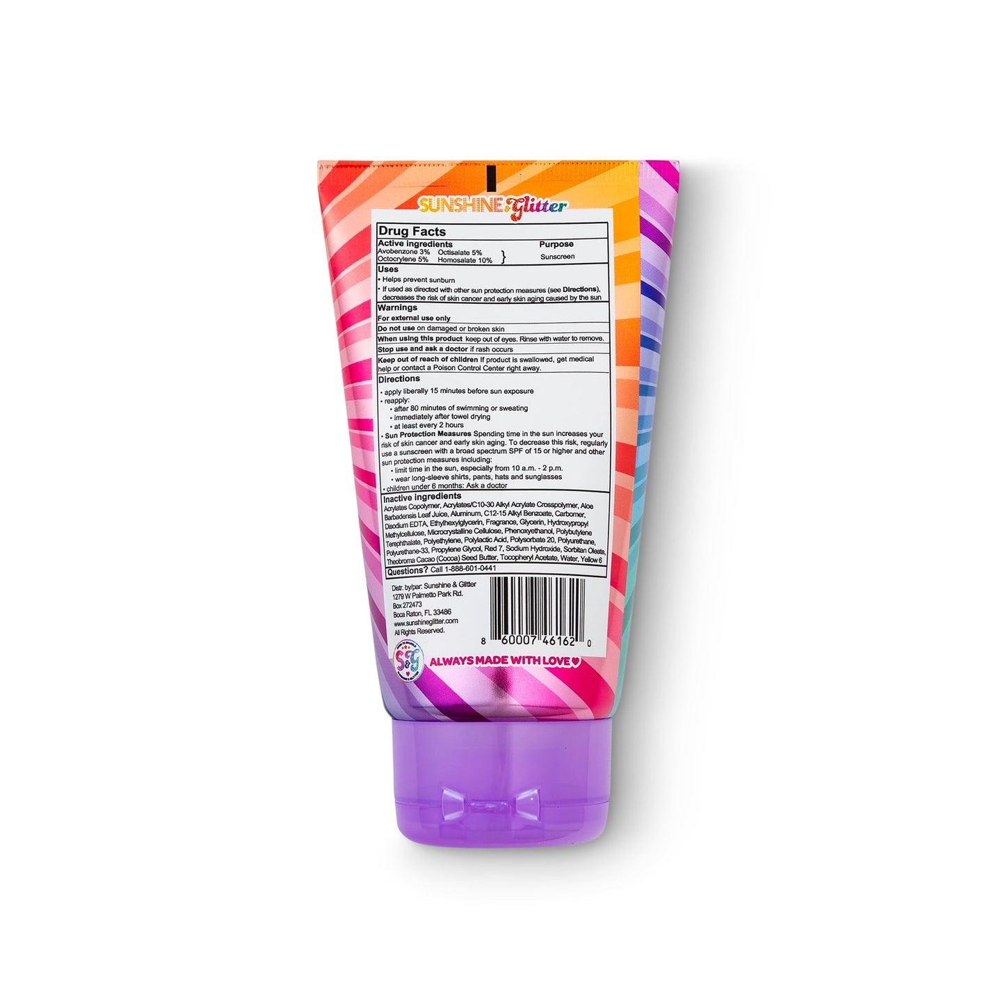 Seastar Sparkle - Rainbow Party Cake Scented Glitter Sunscreen - SPF 50 - Biodegradable Sunscreen, Kids, Water Resistant, Glitter lotion, Cruelty Beauty & Personal Care Sunshine & Glitter