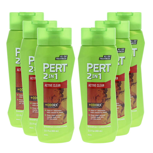 PERT 2 in 1 Active Clean Shampoo and Conditioner - Deep Clean with Odor Elimination Technology - Leaves Hair Manageable and Fresh All Day - 6 pc Beauty & Personal Care Pert