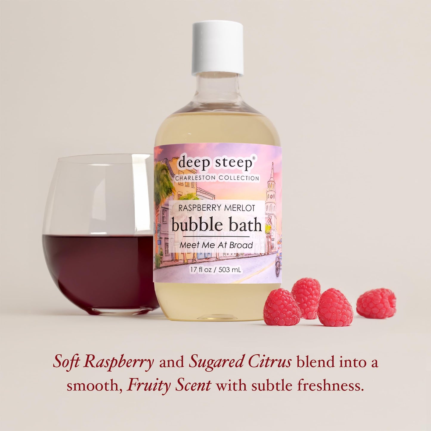 Deep Steep Raspberry Merlot Bubble Bath for Women, Hypoallergenic, Clinically Tested, Clean Formula for Sensitive Skin, Sulfate-Free, 17 fl oz Bottle Beauty and Personal Care Deep Steep