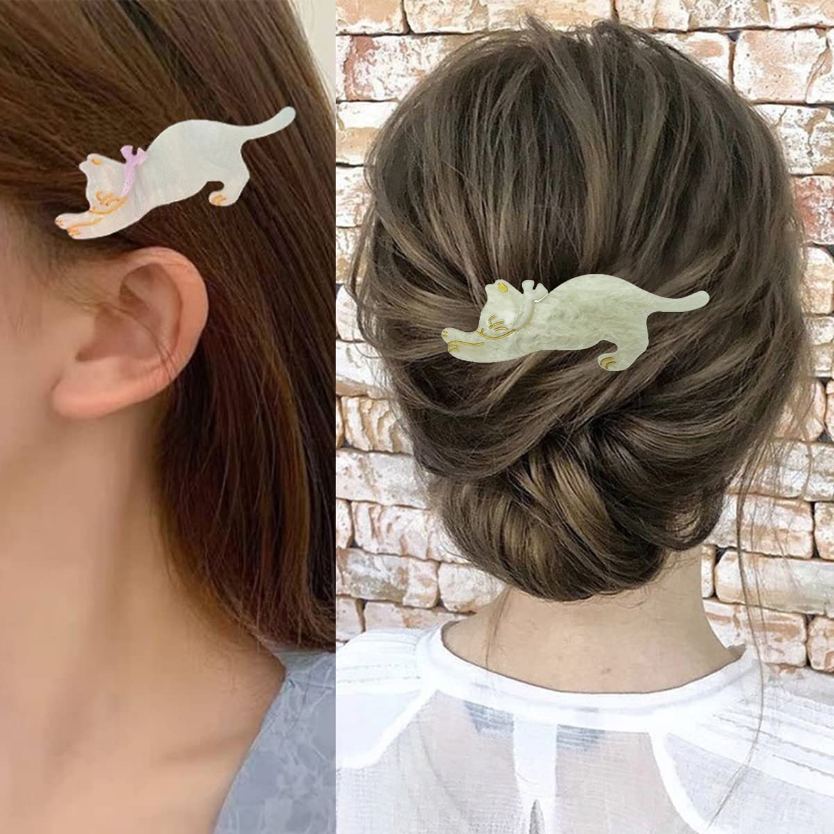 Yusier 4 Pack Acrylic Duckbill Clip Cute Cat Hair Clips for Women and Girls Bangs Clip Shark Clip Starry Sky Pattern Hair Clips Hair Decoration Beauty & Personal Care Yusier