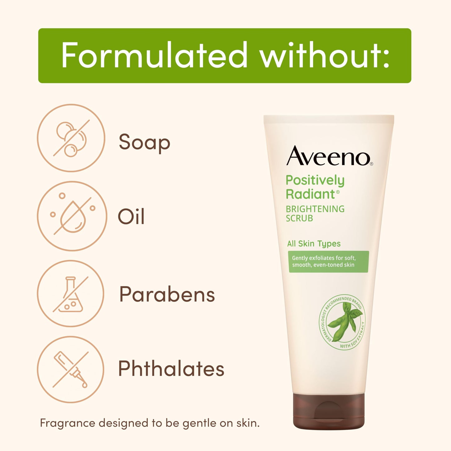 Aveeno Positively Radiant Skin Brightening Daily Facial Scrub with Moisture-Rich Soy Extract, Gently Exfoliates & Cleanses for Soft, Smooth, More Beauty & Personal Care Aveeno