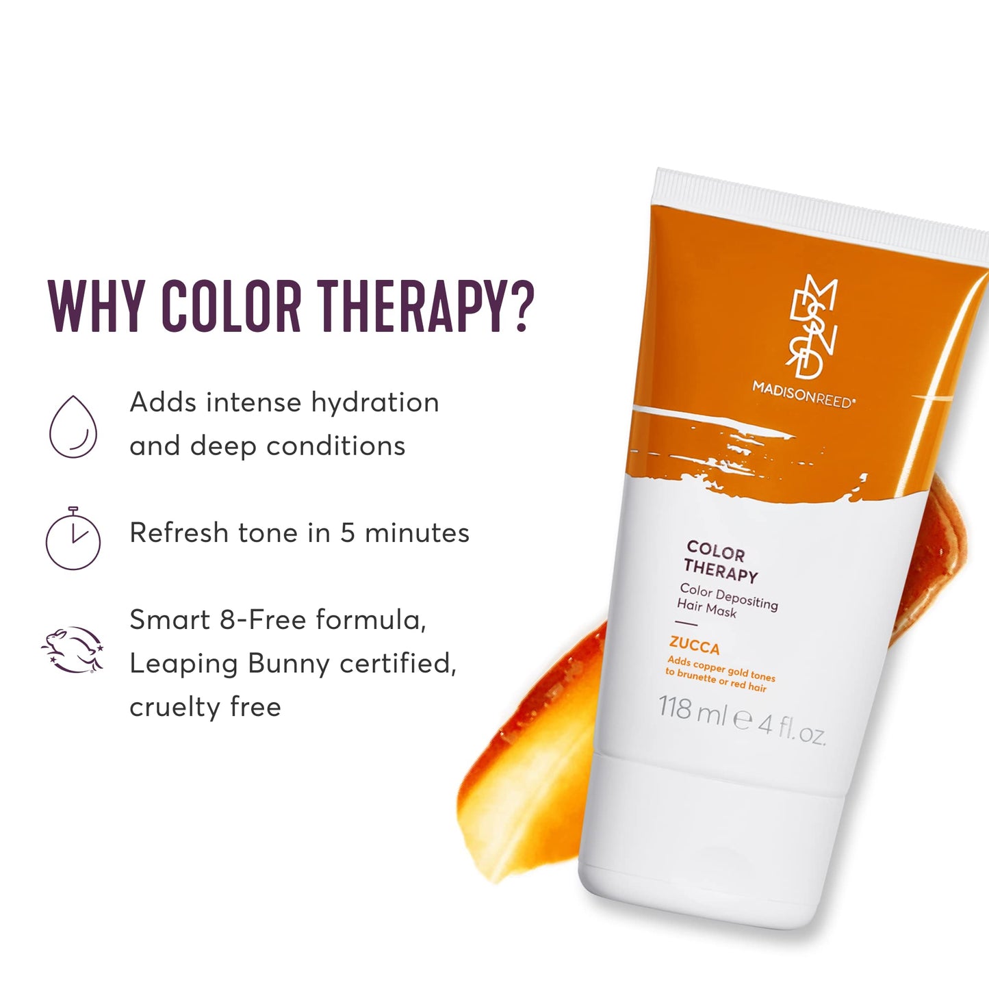 Madison Reed Color Therapy - Zucca Copper | SmartDye Color Depositing Hair Mask, Adds Copper Gold Tones to Blonde, Brunette & Auburn Hair Beauty & Personal Care Madison Reed