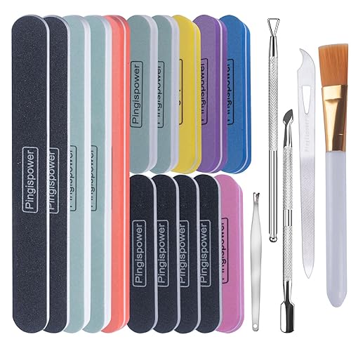 Pingispower Nail Files and Buffers, 20PCS Professional Nail File & Nail Polishing Buffer Block for Natural Nails, 100/180 & 600/3000 Grit Reusable Beauty & Personal Care Pingispower