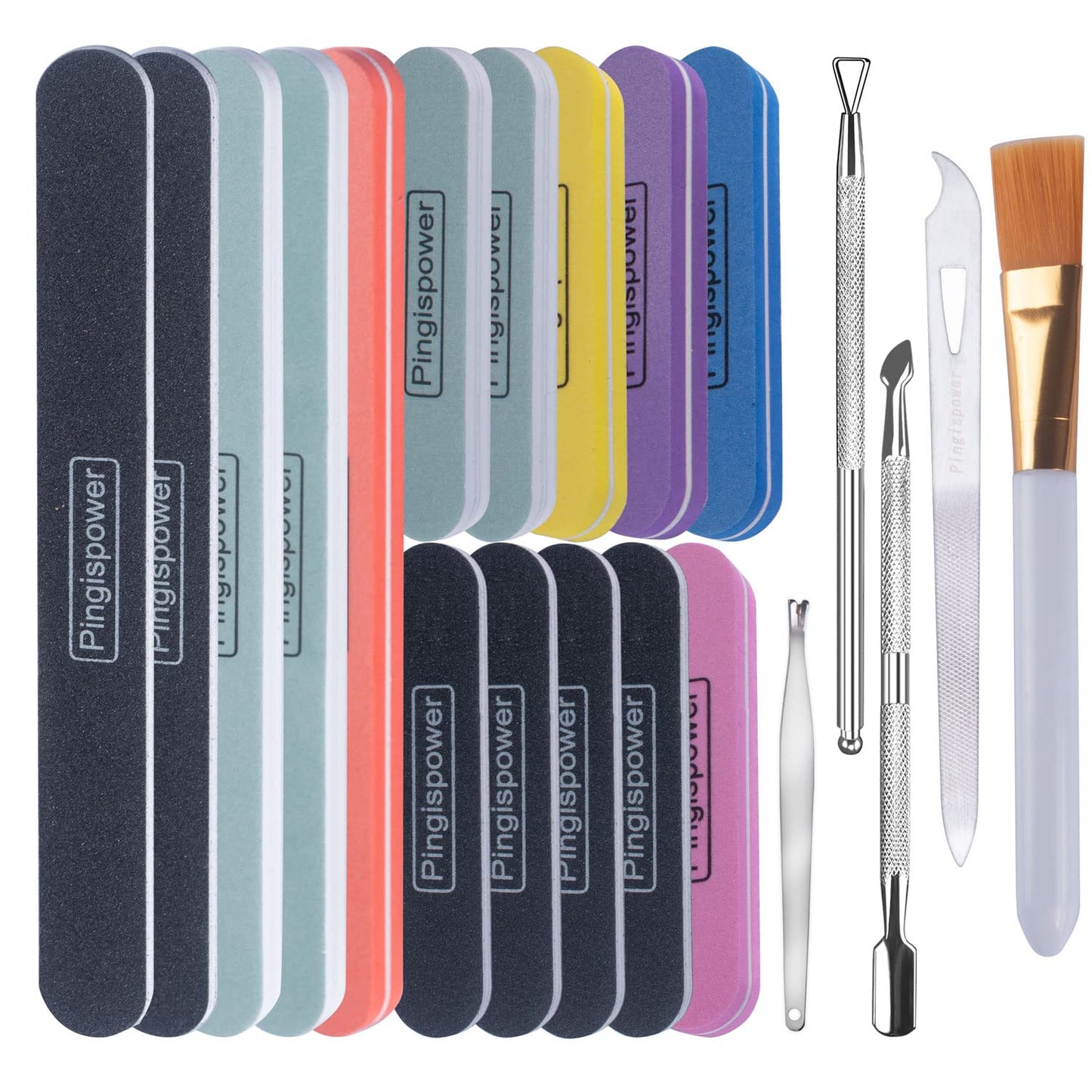 Pingispower Nail Files and Buffers, 20PCS Professional Nail File & Nail Polishing Buffer Block for Natural Nails, 100/180 & 600/3000 Grit Reusable Beauty & Personal Care Pingispower