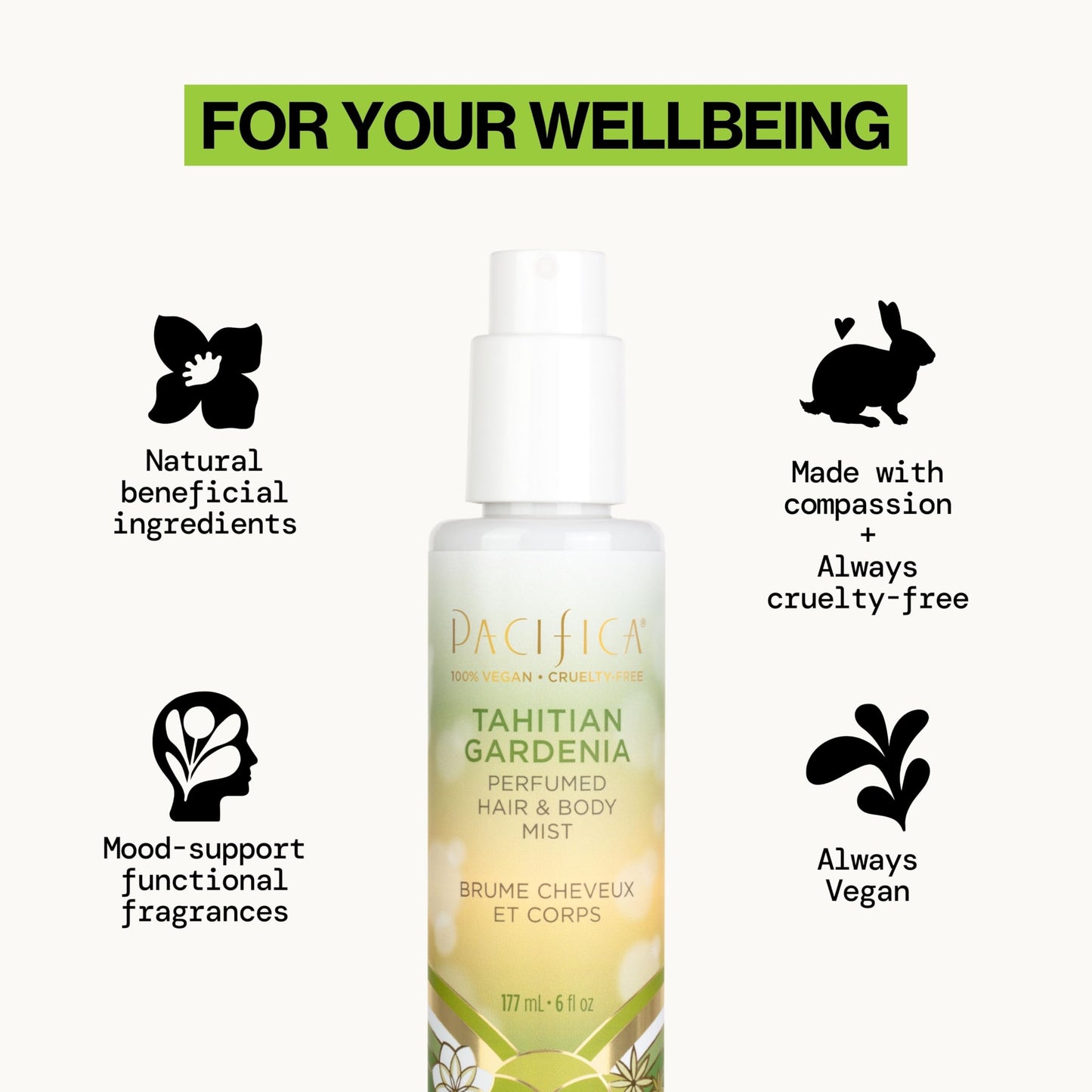 Pacifica Tahitian Gardenia Perfumed Hair & Body Mist, Alcohol-Free Spray Designed For Head-To-Toe Wear, Vegan & Cruelty-Free, 6 Fl Oz Beauty & Personal Care Pacifica