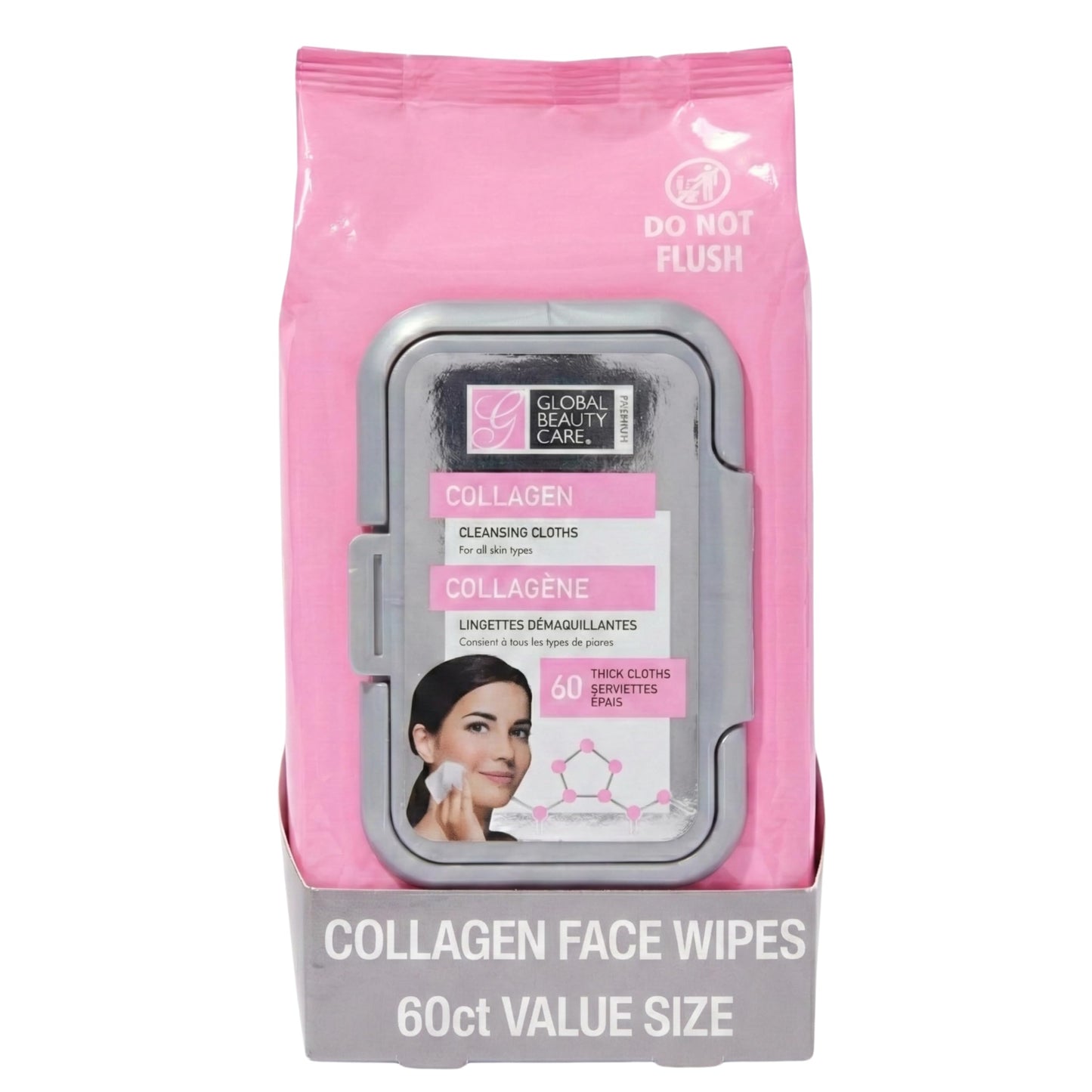 Global Beauty Care Collagen Makeup Remover Wipes - Gentle Daily Facial Cleansing Wipes for Sensitive Skin, Hydrating, Firming & Renewing For Smooth Beauty & Personal Care Global Beauty Care Premium