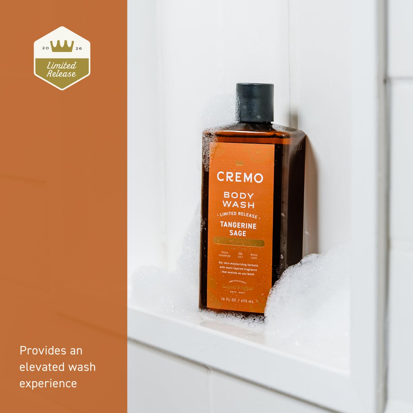 Cremo Rich-Lathering Tangerine Sage Body Wash Men, Notes of Fresh Tangerine, Sea Salt, and Wood Sage, 16 Fl Oz Beauty & Personal Care Cremo