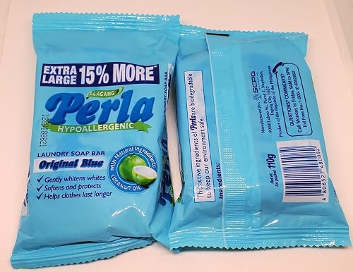 PERLA Original Blue Laundry Bar Soap, 110 grams (2) Beauty & Personal Care Perla