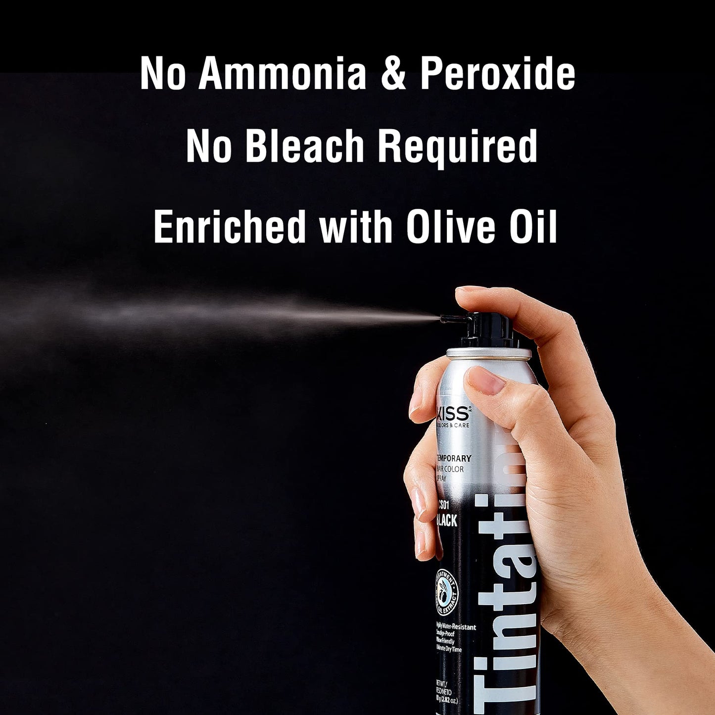 Kiss Tintation Temporary Color Spray Black 2.82 Ounce (Pack of 6) Beauty & Personal Care KISS