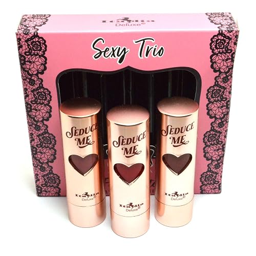 Italia Deluxe 3 pcs of Satin Lipstick First Date Sexy Trio 192 Set #B Natural Red Brown High Quaility Lip Stick + Free ZipBag Beauty & Personal Care Italia Deluxe