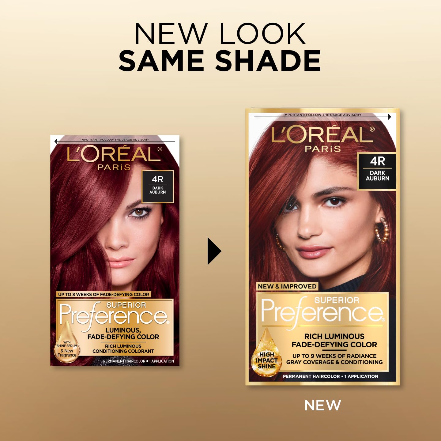 L'Oreal Paris Superior Preference Fade-Defying + Shine Permanent Hair Color, 4R Dark Auburn, Pack of 1, Hair Dye Beauty & Personal Care L'Oreal Paris
