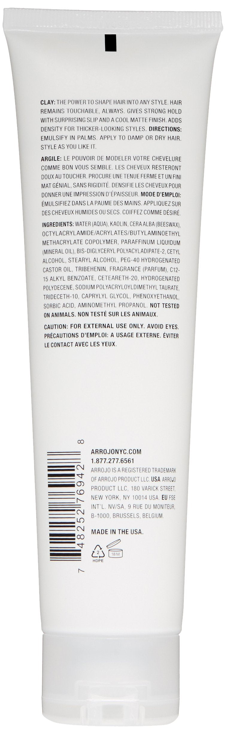 Arrojo Texture Clay, 5.1oz - Sulfate & Paraben Free Matte Hair Clay with Beeswax & Kaolin - Strong Hold, Pliable Styling for Men Beauty & Personal Care ARROJO