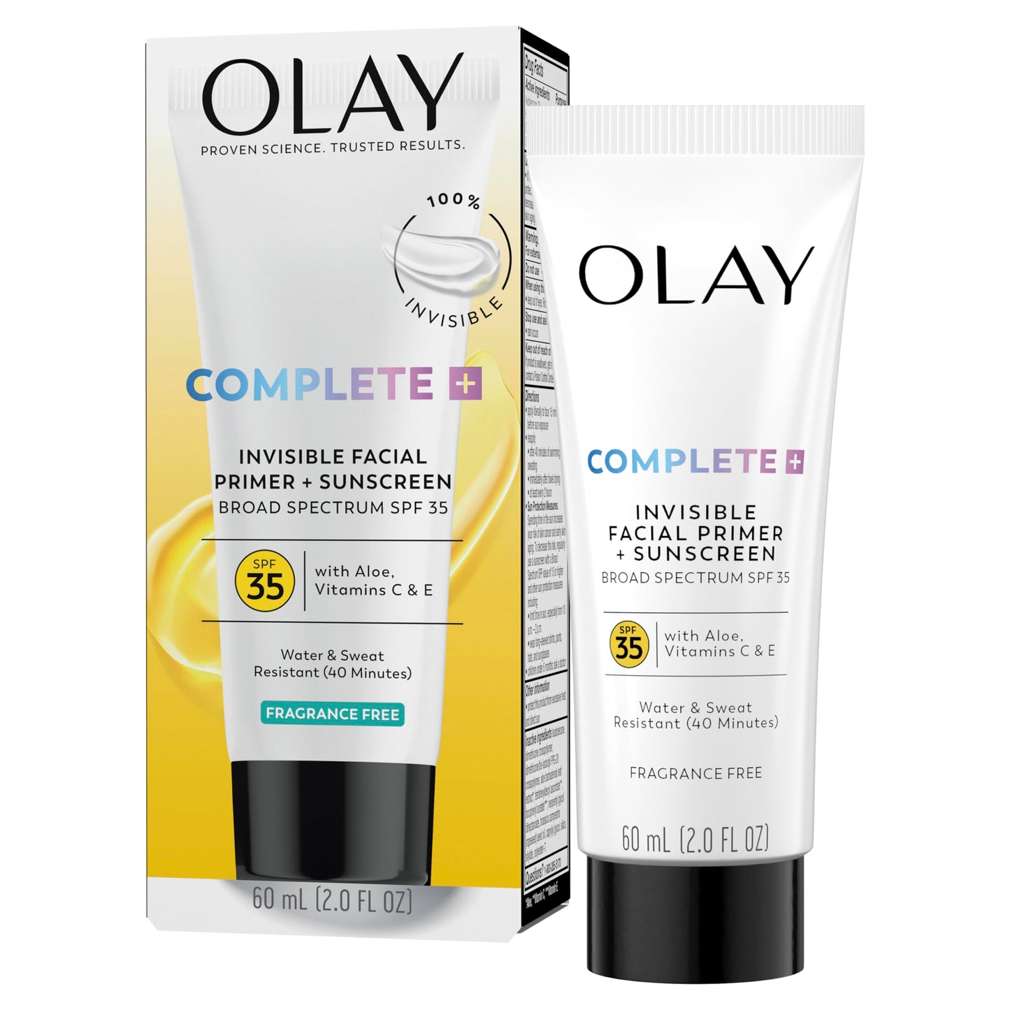 Olay Invisible Facial Primer + Sunscreen SPF 35, Aloe, Vitamin C & E Enriched, Lightweight, Water & Sweat Resistant & 100% Invisible, 2 fl oz Beauty & Personal Care Olay