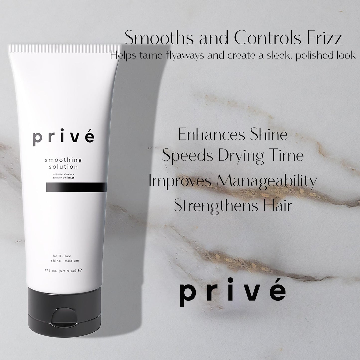 Privé Smoothing Solution - Lightweight Non-Greasy Formula with Baobab, Bamboo and Jojoba Proteins for Sleek Shiny Hair - Speeds Drying and Controls Beauty & Personal Care Prive