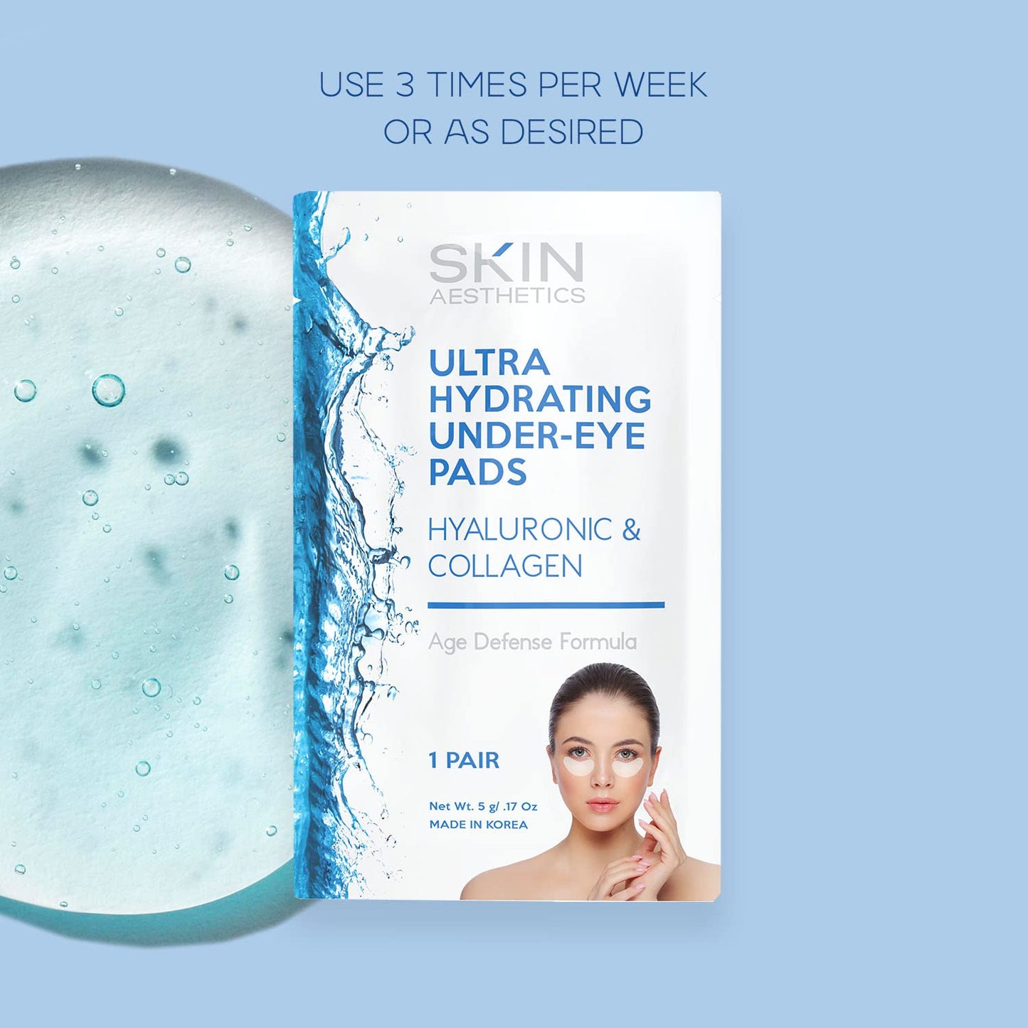 Skin Aesthetics Hyaluronic & Collagen Under Eye Patches - Reduces Puffiness, Eye Bags & Wrinkles, Ultra Hydrating - Dermatologist Tested Korean Beauty & Personal Care Skin Aesthetics