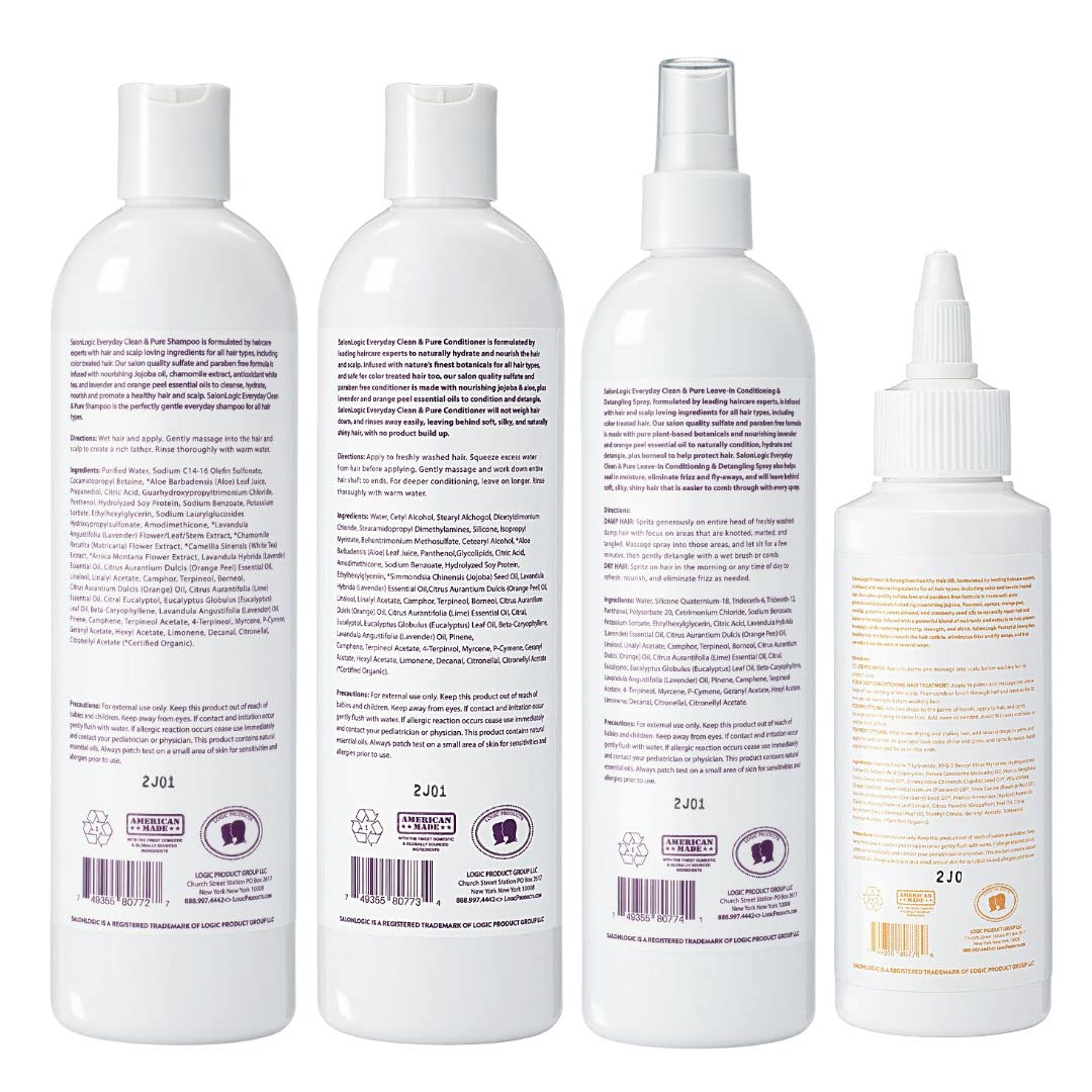 SalonLogic Shampoo, Conditioner, Spray, & Oil Set - Salon Quality, Keratin treatment, Naturally Scented, Hydrating, Moisturizing, Cleansing Treatment Beauty & Personal Care SalonLogic