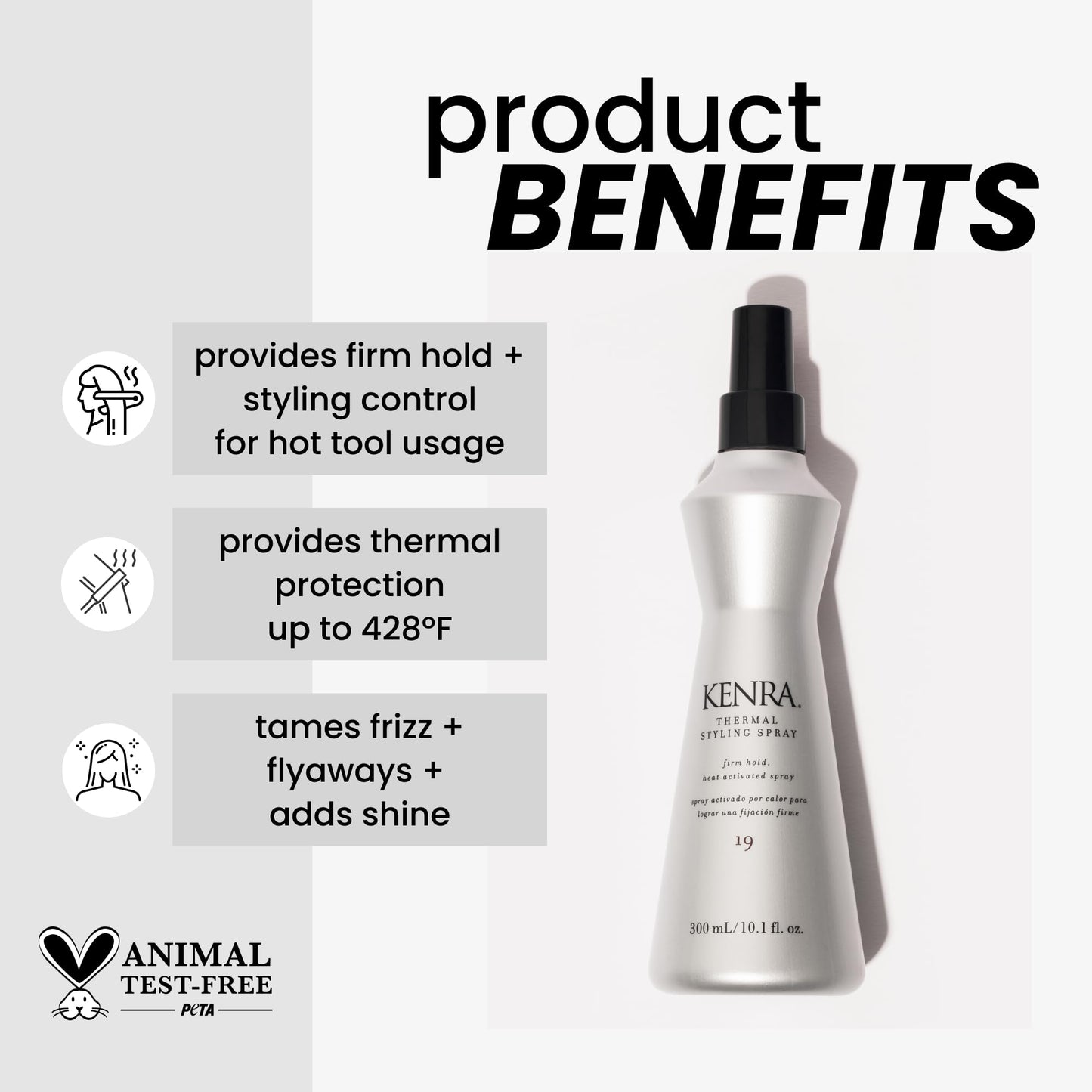 Kenra Thermal Styling Spray 19 | Heat Protection | Firm Hold, Heat-Activated | Tames Frizz & Flyaways, Adds Shine | 10 fl. oz Beauty & Personal Care Kenra Professional